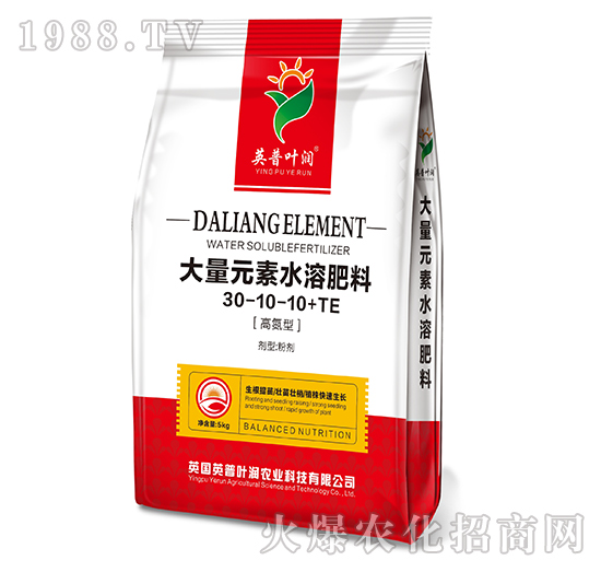 大量元素水溶肥料30-10-10+TE-英普葉潤