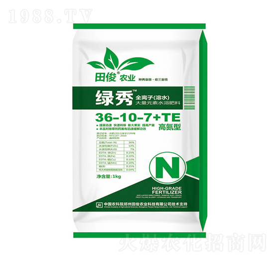 高氮型大量元素水溶肥料3-10-7+TE-綠秀-田俊肥業(yè)