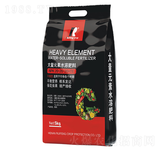 平衡型大量元素水溶肥料20-20-20+TE-銳豐作物