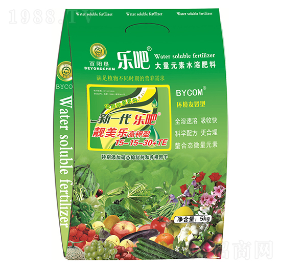 5kg高鉀型大量元素水溶肥15-15-30+TE-樂(lè)吧靚美樂(lè)-百陽(yáng)墾
