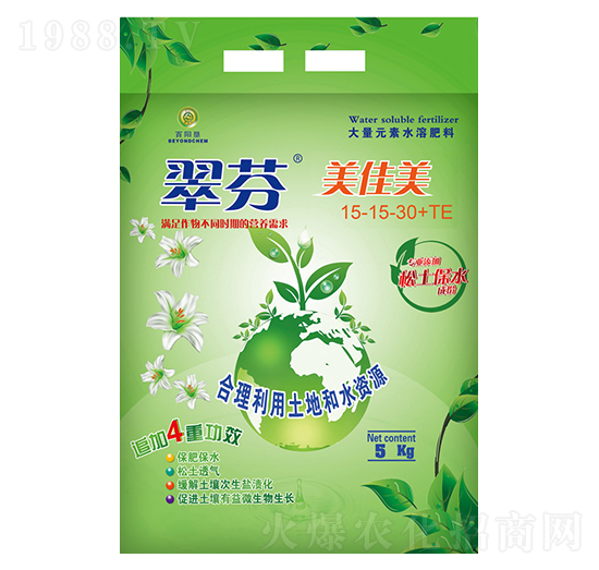 高鉀型大量元素水溶肥15-15-30+TE-翠芬美佳美-百陽墾