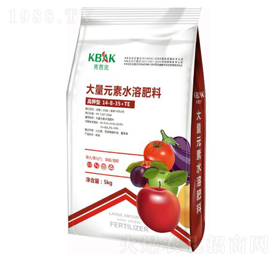 高鉀型大量元素水溶肥14-8-35+TE-克巴克