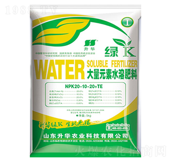 綠K大量元素水溶肥20-10-20+TE-升華