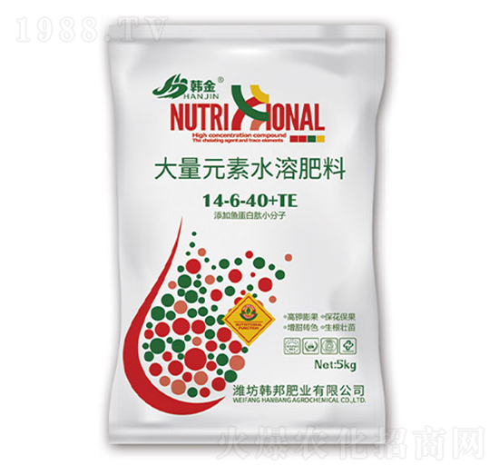 大量元素水溶肥料14-6-40+TE-韓金-韓邦肥業(yè)