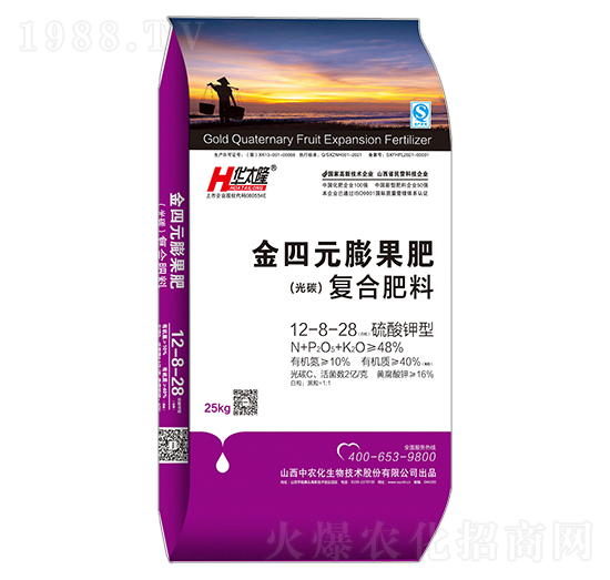 25kg硫酸鉀型復(fù)合肥料12-8-28-金四元膨果肥-中農(nóng)化