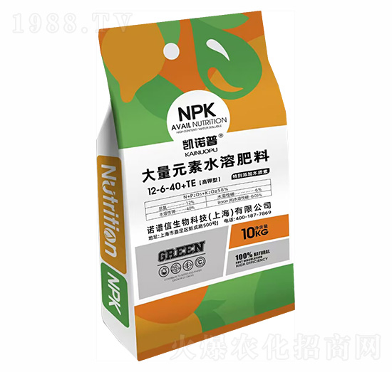 高鉀型大量元素水溶肥料12-6-40+TE-凱諾普-諾譜信
