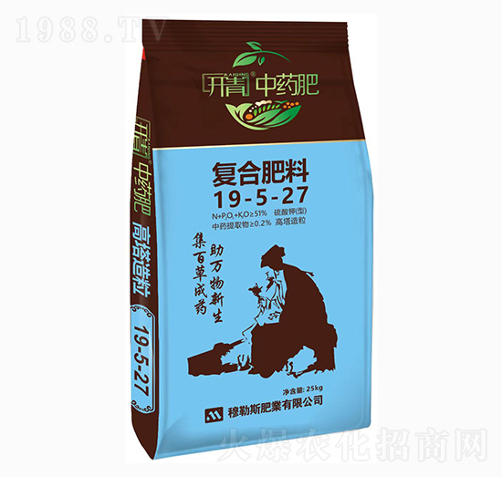 硫酸鉀型高塔造粒復合肥料19-5-27-開青中藥肥-穆勒斯肥業(yè)