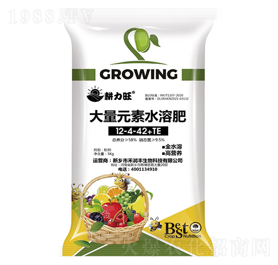 高鉀型大量元素水溶肥料12-4-42+TE-耕力旺-及時雨