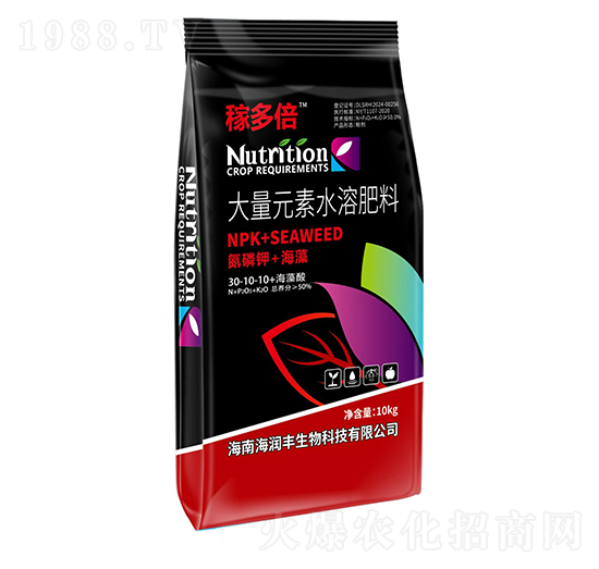 大量元素水溶肥料30-10-10+海藻酸-稼多倍-海潤豐